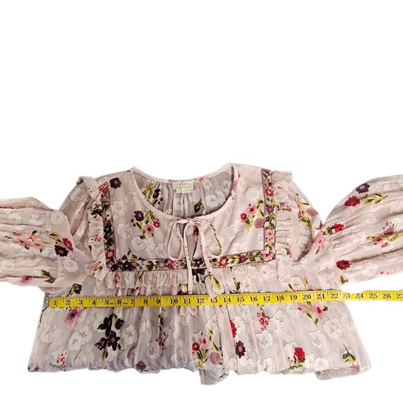 Kate Spade New York In Bloom Chiffon Blouse, Sheer, Floral, Silk Cotton Blend,XL - Picture 8 of 9
